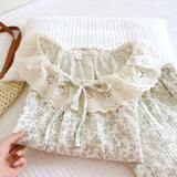 GETADME 2026 New Women's Pajama Set 100% Cotton Long sleeved Pants Two Piece Set for women Sleepwear Floral print Pajama Round Neck paja