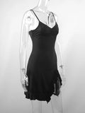 GETADME Summer Sexy Women's Sleeveless Mini Dress Backless Strap Black Bodycon Split A-Line Elegant Streetwear Party Wear