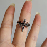 GETADME Vintage Goth Thorny Rose Couple Rings For Men Women Charm Irregularity Opening Stainless Steel Punk Finger Ring Jewelry Y2k Gift