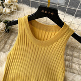 GETADME Fashion Patchwork Knitted Long Sundress Women Sleeveless Mesh Elastic Bodycon Dress 2025 Streetwear A Line Midi Dress