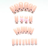 GETADME 24pcs Upgrade Your Look With Pink leopard print bow full coverage false nail set 1pc Nail File & 1Nail Glue Sticker Kit Nails
