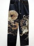 GETADME Harajuku Japanese Retro Selvedge Jeans Man Y2K High-end Brand Natural Indigo Dip Dyeing Harajuku Mopping Pants