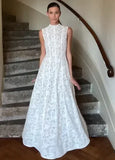 GETADME Women Elegant White Lace Pleated Long Dresses 2025 Spring New High Collar Sleeved Wrapped Waist Dress Fashion Lady Wedding Robes