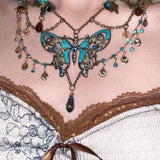 GETADME 나비 펜던트 태슬 허리 주얼리 섬세한 나비 펜던트 멀티레이어 허리 체인 우아한 구슬 바디 체인