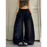 GETADME 2026 American Style Vintage Gradient Letter Print Casual Wide Leg Pants Loose Fit Hip Hop Jazz Dance Women Fashionable Trousers