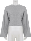 GETADME Tossy White Casual Autumn T-shirt Pullover For Women Bandage High Waist Long Sleeve Commute Loose Tee Female Solid T-shirt 2025