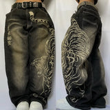 GETADME Streetwear New Fashion Oversized Print Baggy Jeans Women Y2K Harajuku Hip Hop Vintage Gothic High Waist Wide Leg Pants Trousers