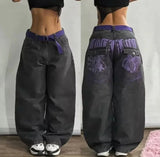 GETADME Streetwear New Fashion Oversized Print Baggy Jeans Women Y2K Harajuku Hip Hop Vintage Gothic High Waist Wide Leg Pants Trousers