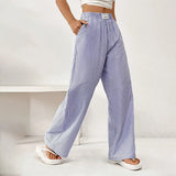 GETADME Fashion Striped Trousers Women Summer New Streetwear Basic Straight Casual Slim Pants Lady Sexy Solid Simple Versatile Trousers