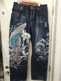 GETADME Harajuku Japanese Retro Selvedge Jeans Man Y2K High-end Brand Natural Indigo Dip Dyeing Harajuku Mopping Pants