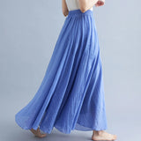 GETADME 28-Color Mori Girl Literary Cotton Linen Dress Elastic Waist A-line Expansion Skirt Solid Color Ethnic Style Women Long Skirts