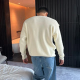 GETADME Mens Sweater Sexy Buckle Off-Shoulder Sweater Streetwear Fashion Youth Campus Versatile Long-Sleeved Top Men'S Clothing  New