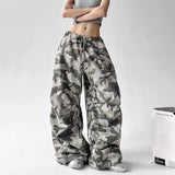 GETADME American Retro High Street Casual Overalls Camouflage Loose Wide Leg Pants For Women Y2k Hip-hop Cargo Grunge Baggy Trousers