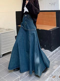 Getadme Long High Waist Versatile Fishtail Denim Skirt Woman