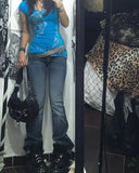 GETADME Gothic Embroidery High Waited Jeans Woman Street Harajuku Hip Hop Vintage Y2k Baggy Jeans Women Casual Black Jeans Pants Women