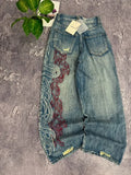 GETADME Y2K American New Pattern Embroidery Baggy Jeans Men High Street Vintage Hip Hop Fashion Casual Joker Couple Wide-leg Pants