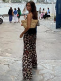 GETADME Mesh Leopard Print Trousers Woman Fashion High Waist Print Wide Leg Pants Female Elegant Printed Long Pants Bottoms