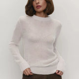 GETADME Talenza Round Neck Knit Pullover Women Summer Casual Solid Long Sleeve Shirt Top 2025 Loose High Street Office Lady Sweater Top