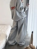 GETADME HOUZHOU Y2k Vintage Baggy Gray Sweatpants Woman Warm Korean Fashion Joggings Pants Thick Harajuku Casual Trousers Autumn Winter