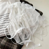 GETADME Lace Mini Skirts Women Elegant Sweet Lolita Short Skirts High Waist Y2k Streetwear Ruffle Skirts Lace Trim Butt Curtain Skirt