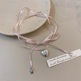 GETADME Y2K 핑크 로프 타이드 피치 하트 펜던트 목걸이 여성용 패션 레트로 스위트 하라주쿠 목걸이 매력 90년대 미적 감각 주얼리 선물