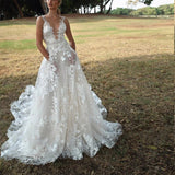 Getadme Elegant Wedding Dress Appliques Vestido De Noiva Princess Sweetheart Full Sleeve Backless Vestidos De Novia