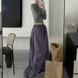 GETADME Y2K Women Cargo Pants Vintage Streetwear Baggy Wide Leg Sweatpants Casual Drawstring Oversize Pockets Tech Fashion Trousers