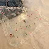 GETADME 레트로 레이스 반다나 헤드밴드 프린트 헤어 스카프 보헤미아 삼각형 헤드스카프 화이트 헤어 밴드 여성용 소녀 패션 스위트 스카프