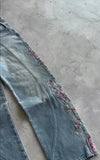 GETADME Men Women Cherry Blossom Knight All Embroidery Denim Pants Y2k Vintage Baggy Street Straight Jeans High Waisted Washed Blue Jean