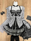 GETADME Sweet Lolita Early Autumn Three Piece Set Lace up Ruffles Cardigan Sexy Slim Fit Strapless Vest Tops High Waist Ruched Skirts