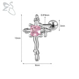 GETADME ZS 1 Piece 20G Cute Heart Stud Earring For Children Women Pink CZ Crystal Earrings Ear Cartilage Helix Conch Piercing Jewelry