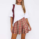 GETADME Retro Plaid Pleated Skirts Skirt Y2K Streetwear Vintage School Uniform A-Line Gym Student Short Skirt Girl Xmas Dress Up