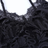 GETADME Black top Vintage Gothic Velvet Black Women Camis Grunge Punk Sexy Lace Trim Bodycon Crop Tops Elegant Backless Emo Streetwear
