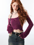 Getadme 3 Fall Woman 2000s Gyaru Coquette Halter Crop Top Pullovers Slash Neck Jumper Fluffy Sweater Design Knitwears Y2K Hot Sexy Kawaii