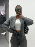 Getadme Fashion Solid Zipper Round Collar Sweater For Women High Street Autumn Winter New Casual Knitwear Long Sleeve Female Tops