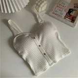 GETADME Women's Y2K Cropped Tops with Bra Pads Summer Corset Korean Suspenders Vest Sexy Camisole Slim New
