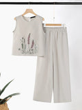 GETADME Women Fashion Sleeveless Embroidery Blouse Pants Sets 2PCS ZANZEA Summer Tracksuit Bohemian Holiday Trousers Suits Outfits 2025