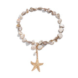 GETADME Retro Starfish White Shell Conch Pendant Necklace  Women 2025 Simple Creative Colorful Stones  Hand Woven beach Jewelry Girls