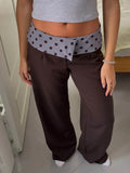 GETADME Blifanbo Fashion Polka Dot Long Pants Women Casual Patchwork Suit Pants Female High Waist Print Loose Trouser Elegant Y2k 2025