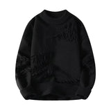 GETADME Long Sleeve Sweater Streetwear Men's Sweater Hip Hop Style Ripped Two-piece Design Knitted Round Neck Soft Warm Fall/winter