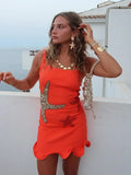 GETADME Sequins Stars Ruffles Hem Knitted Women's Mini Dress Fashion Sleeveless Backless Bodycon Sling Dresses 2025 Lady Beach Vestidos