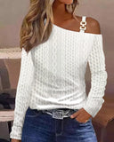 GETADME Sexy Elegant Off Shoulder White Lace Women Tops And Blouses 2025 Autumn Long Sleeve Top Femme Print Metal Buckle Office Blouse