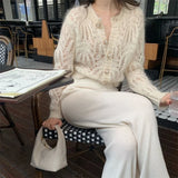 GETADME Sexy Hollow Out Knitted Cardigan Women 2022 Autumn Single-Breasted V-Neck Sweaters Korean Style Long Sleeve Knitwear Jumpers
