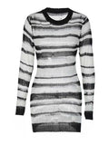 GETADME Sexy Knit Sweater Wrap Hip Dress 2025 Fall Women's Long Sleeve Striped Dresses Hollow Out Knitted Sweater Mini Bodycon A3057