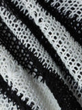 GETADME Sexy Knit Sweater Wrap Hip Dress 2025 Fall Women's Long Sleeve Striped Dresses Hollow Out Knitted Sweater Mini Bodycon A3057