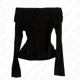 GETADME Sexy Punk Y2k Long sleeve Crop Top One shoulder Harajuku Grunge Goth Pullover Streetwear Hip Hop Baby Tee Retro Fashion Top EMO