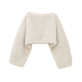 GETADME Sexy Women's Crop Faux Fur Coat Street O-neck Long Sleeve Female Plush Outwear 2025 Autumn Winter Lady Warm Furry Streetwear New