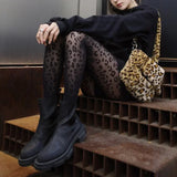 GETADME 섹시 레오파드 실크 스타킹 여성 여름 얇은 스타킹 피쉬넷 팬티스타킹 여성 고딕 동물 패턴 타이츠 원활한 레깅스