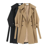 Spring Fall Long Trench Jackets Korean Casual Double Breasted Coats Women Loose Windbreaker Fashion Women Outerwear Trench Coat