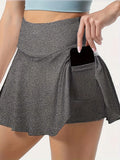 GETADME Women's Solid Color High Waisted Tennis Pleated Skirts Inner Pocket Quick Drying Sports Short Running Fitness Skirt